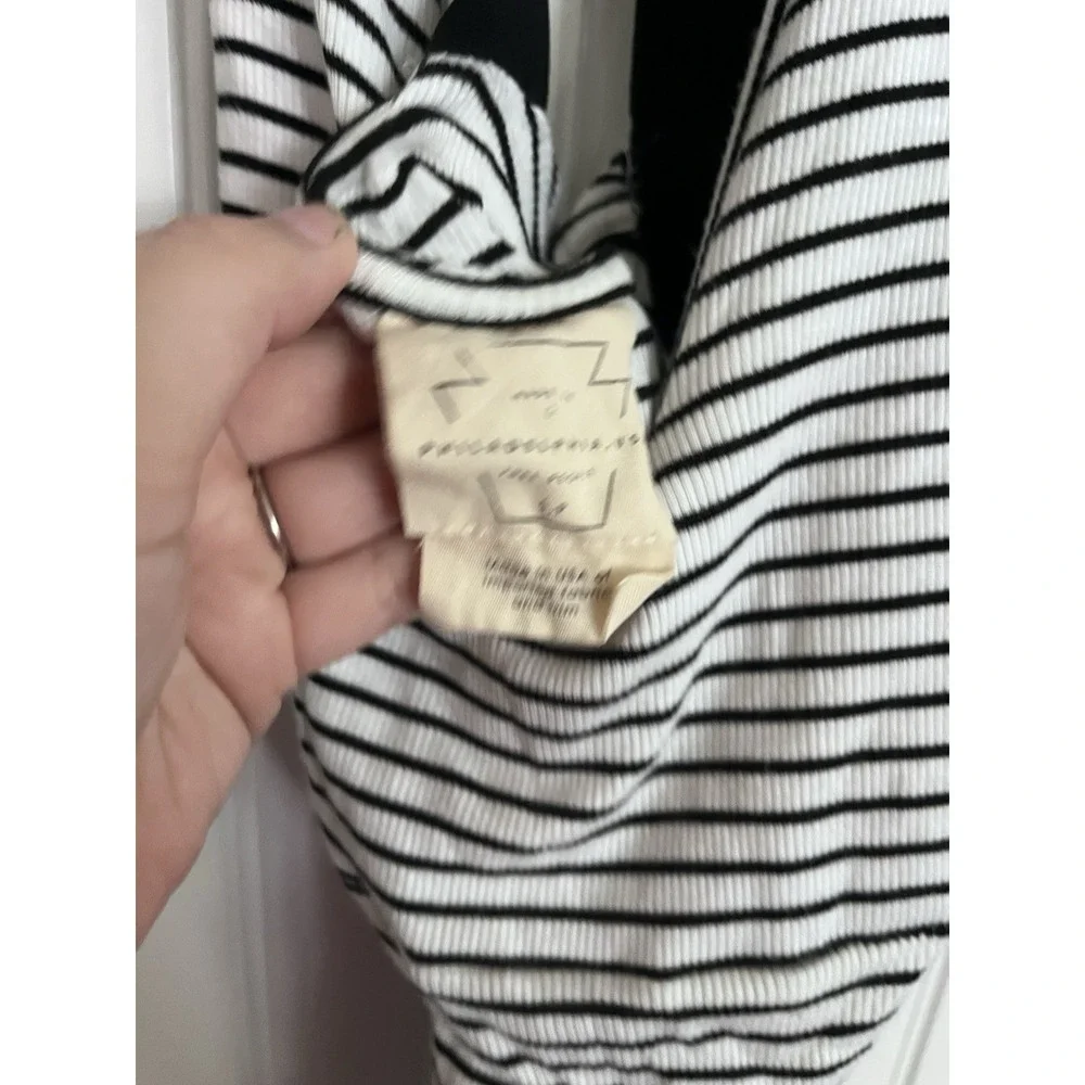 Free People Stripe Sleeveless Tank White Black Midi Womens Small‎ Summer 394